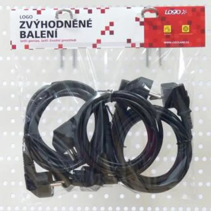 Hauptproduktbild Síťový kabel 230V napájecí, CEE7 (vidlice)-C13, 2m, VDE approved, černý, Logo, 5 pack (ec