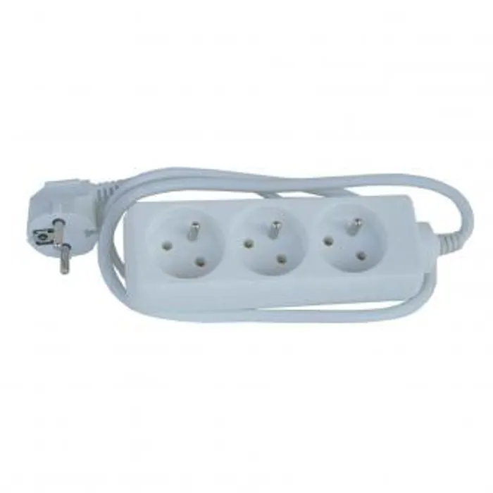 Hauptproduktbild Síťový kabel 230V prodlužovací, CEE7 (vidlice)-zásuvka 3x, 2m, VDE approved, bílá