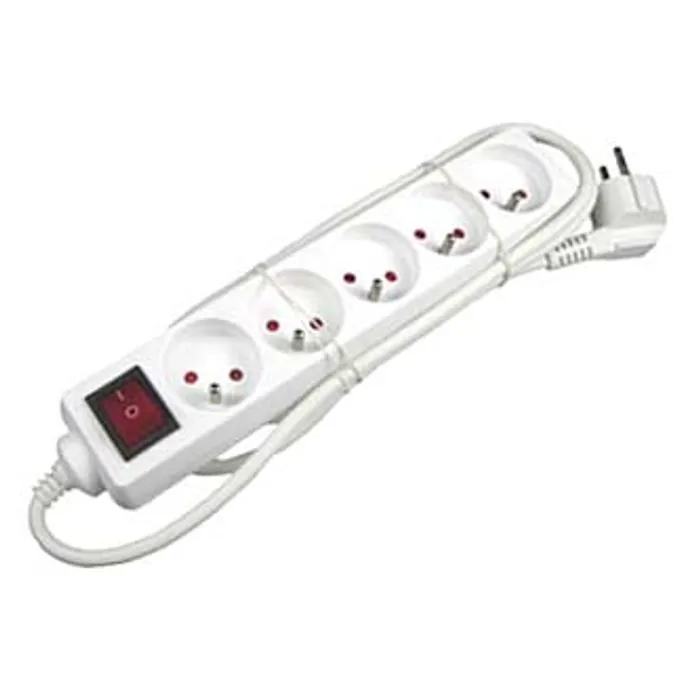 Hauptproduktbild Síťový kabel 230V prodlužovací, CEE7 (vidlice)-zásuvka 5x, 10m, VDE approved, bílá, s vyp