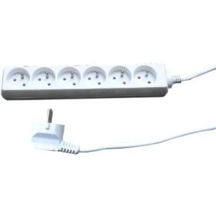 Hauptproduktbild Síťový kabel 230V prodlužovací, CEE7 (vidlice)-zásuvka 6x, 5m, VDE approved, bílá