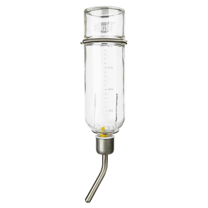 Hauptproduktbild Skleněná napáječka s kovovým pítkem pro činčily a králíky 500 ml