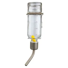 Glastränke mit Metalltränke für Rennmäuse und Hamster, 125 ml