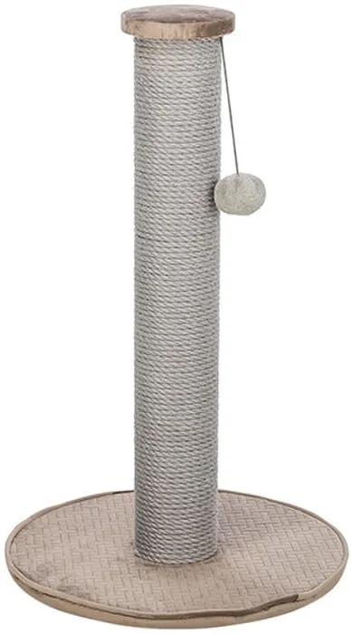 Hauptproduktbild Škrabací sloupek LIVIA s plyšovou kuličkou, 64 cm, sisal/plyš, béžovošedá