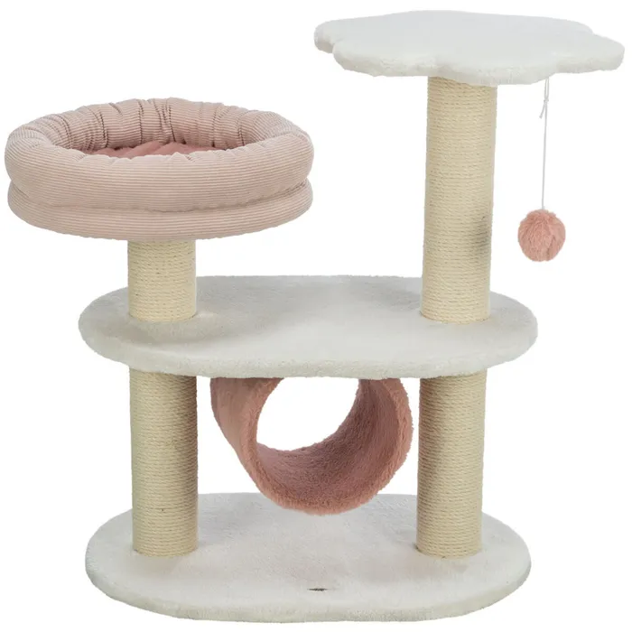 Hauptproduktbild Škrabadlo ISABELLA, 70 cm, oválná základna, 2 patra, tunel, lůžko, bílá/antická růžová