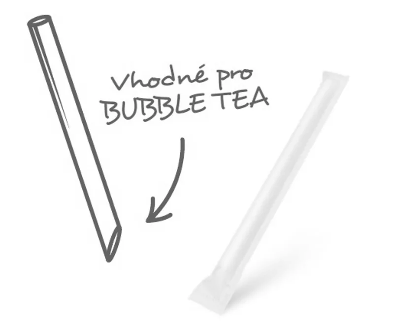 Hauptproduktbild Slámka papírová bílá `JUMBO` průměr 12mm x 23cm jednotlivě balená [100 ks]