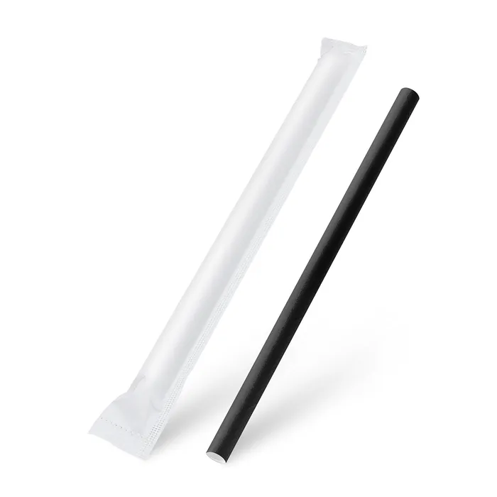 Hauptproduktbild Slámka papírová černá `JUMBO` O12mm x 21cm jednotlivě balená [100 ks]