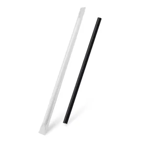 Papiertrinkhalm schwarz `JUMBO` durchmesser 8mm x 25cm einzeln verpackt [100 St.]