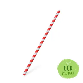 Papiertrinkhalm Spirale rot `JUMBO` durchmesser 8mm x 25cm [100 St.]