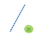 Papiertrinkhalm JUMBO blau Spirale 25 cm, Durchmesser 8 mm [100 Stück]