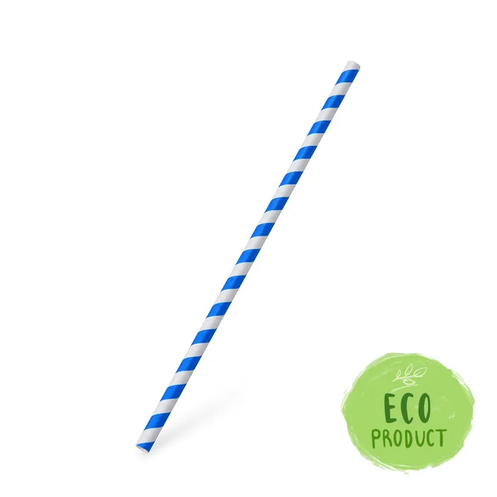 Hauptproduktbild Slámka papírová JUMBO modrá spirála 25 cm, průměr 8 mm [100 ks]