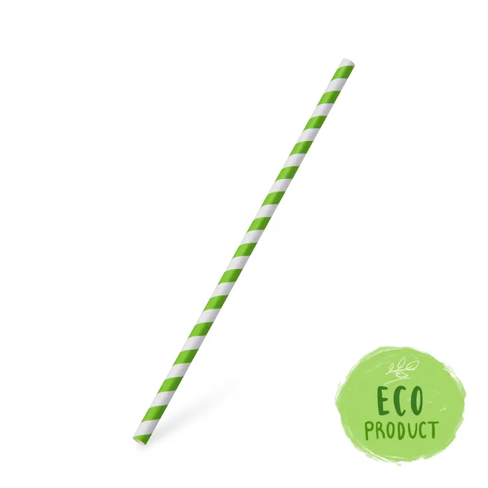 Hauptproduktbild Slámka papírová JUMBO zelená spirála 25 cm, průměr 8 mm [100 ks]