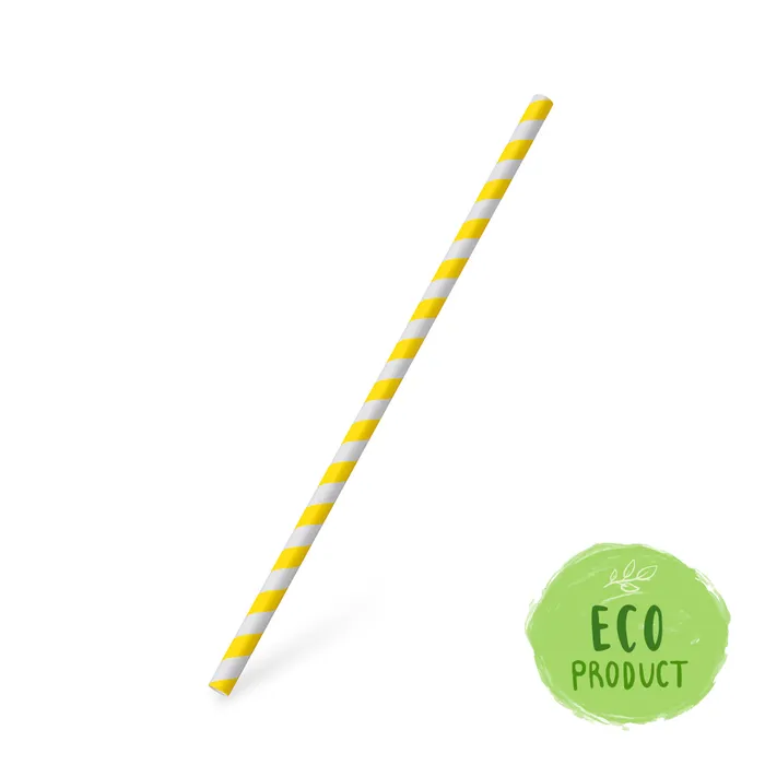 Hauptproduktbild Slámka papírová JUMBO žlutá spirála 25 cm, průměr 8 mm [100 ks]