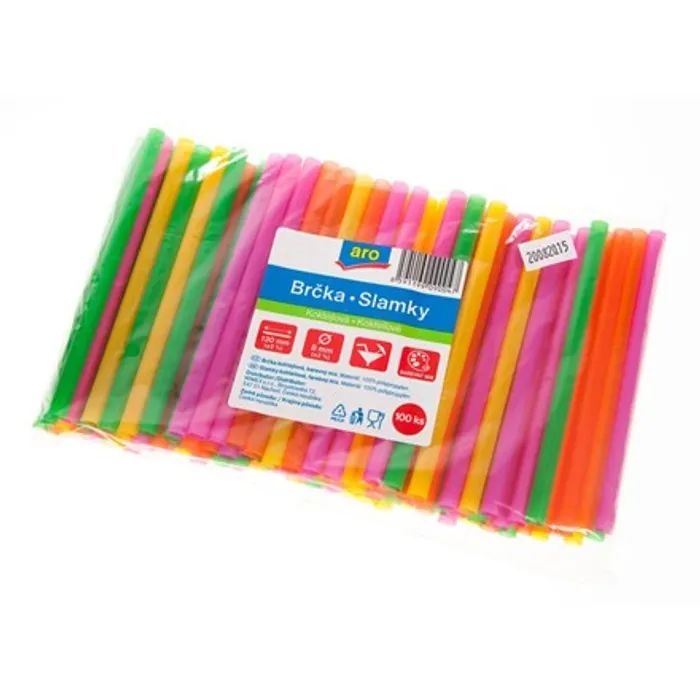 Hauptproduktbild Slámky koktejlové JUMBO plastové mix barev 15 cm, průměr 8 mm [250 ks] (znovu použitelná)