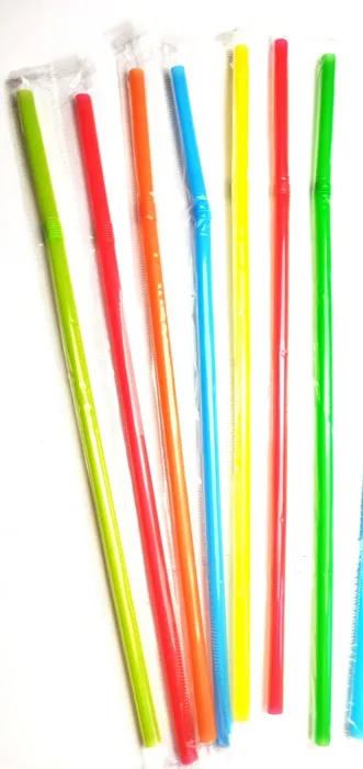 Hauptproduktbild Slámky plastové flexibilní hygienicky balené 24 cm, průměr 5mm [100 ks] (znovu použitelná)