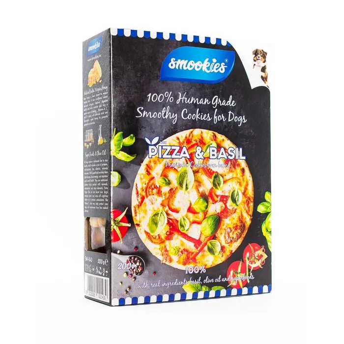 Hauptproduktbild SMOOKIES Premium PIZZA BASIL - sušenky příchuť pizza a bazalka 100% human grade, 200g