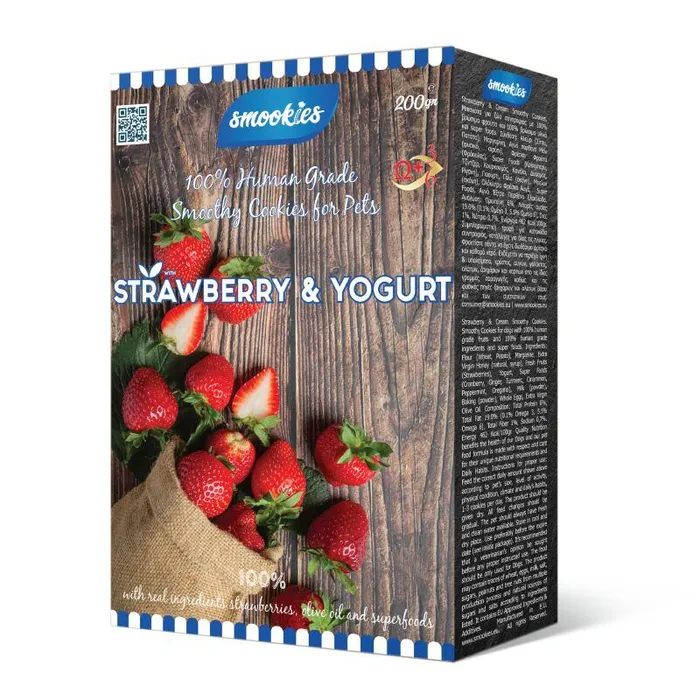 Hauptproduktbild SMOOKIES Premium STRAWBERRY - jahodové sušenky 100% human grade, 200g