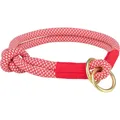 Rundes, halb einziehbares Soft Rope-Halsband, rot/creme M: 45 cm/ 10 mm