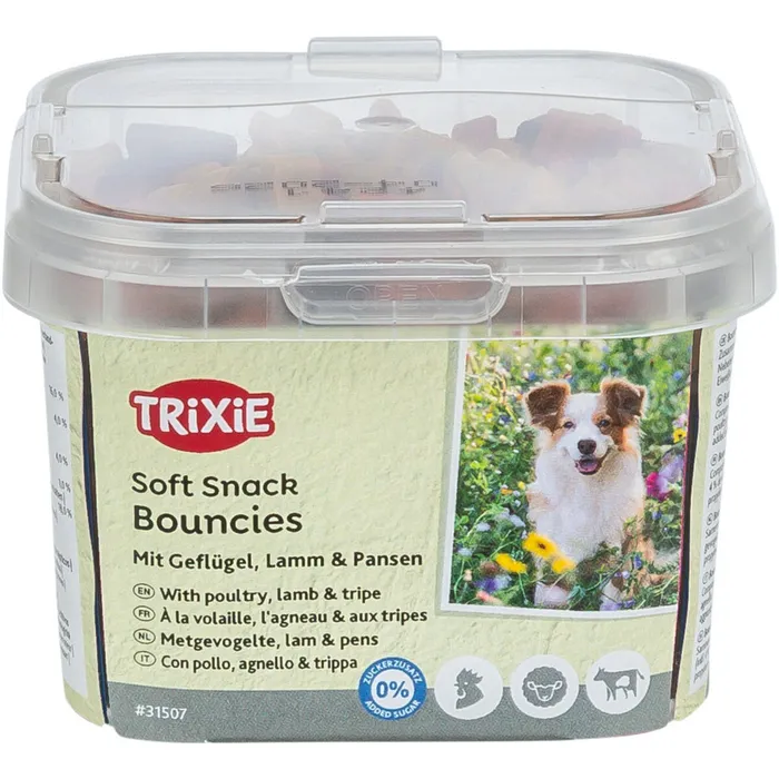 Hauptproduktbild Soft Snack BOUNCIES mini kostičky kuřecí, jehněčí, dršťky 140 g