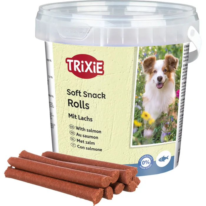 Hauptproduktbild Soft Snack Happy Rolls - tyčinky s lososem, kyblík 500 g