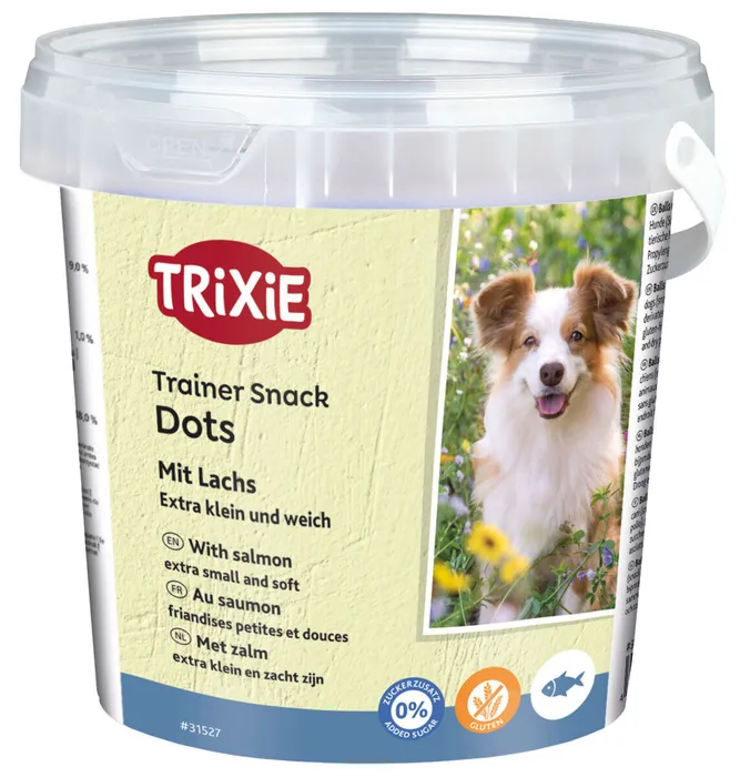 Hauptproduktbild Soft Snack Mini Trainer Dots, miniválečky s lososem, 500g kyblík