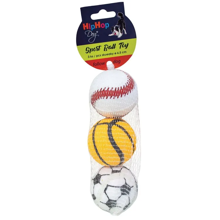 Hauptproduktbild Sportovní tenisový míč pískací 6,5 cm (3ks v bal.) HIPHOP DOG