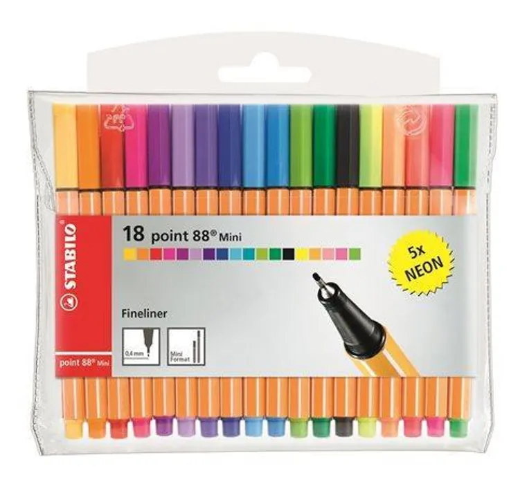 Hauptproduktbild STABILO point 88 Mini 18 ks Sada včetně 5 neon Barev
