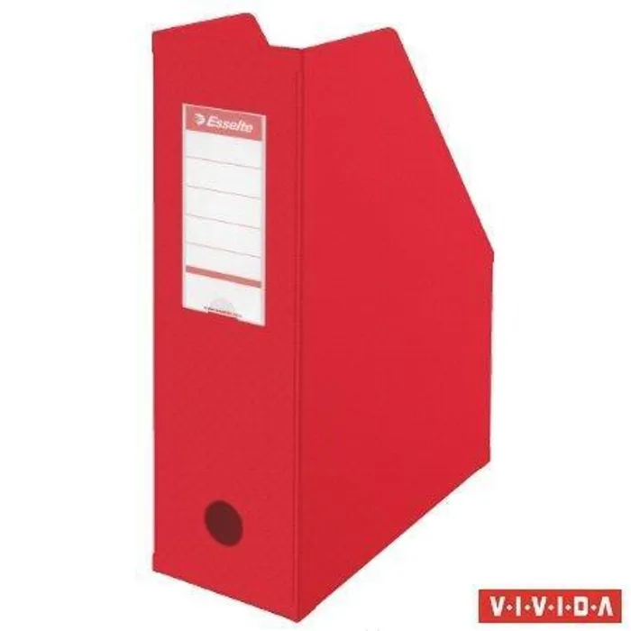 Hauptproduktbild Stojan na časopisy, skládací, Vivida červená, 100 mm, PVC/ karton, ESSELTE