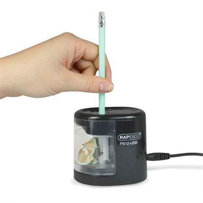 Hauptproduktbild Stolní ořezávátko "PS12-USB", černá, 2 otvory, baterie/USB, RAPESCO