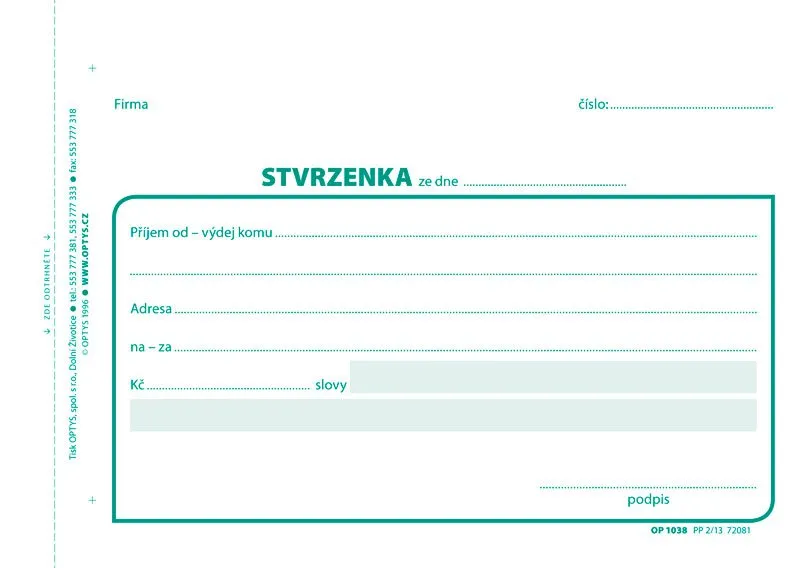 Hauptproduktbild Stvrzenka, A6, 100 listů 1038