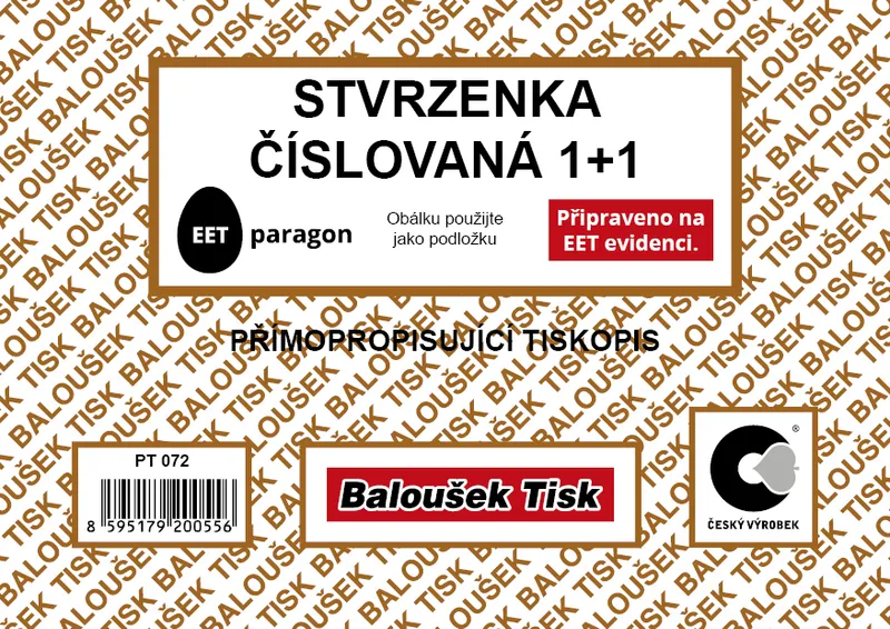 Hauptproduktbild Stvrzenka A6 samopropis,číslovaná,50 listů PT072