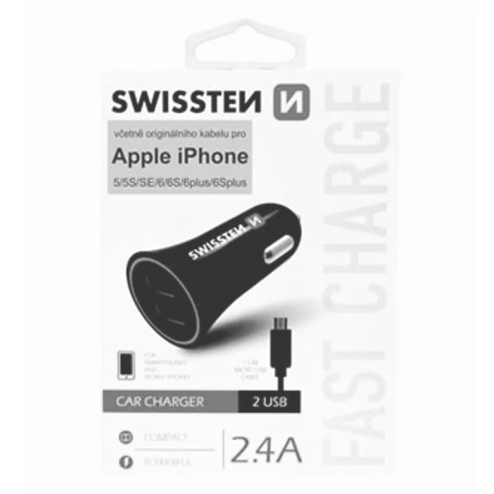 Hauptproduktbild SWISSTEN, micro USB a lightning auto nabíječka, + USB kabel (A male-micro), lightning 12V