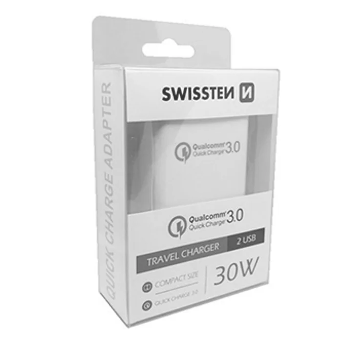 Hauptproduktbild SWISSTEN, Síťový adaptér, 100-240V, 12V, 3000mA, rychlonabíjení, bílý