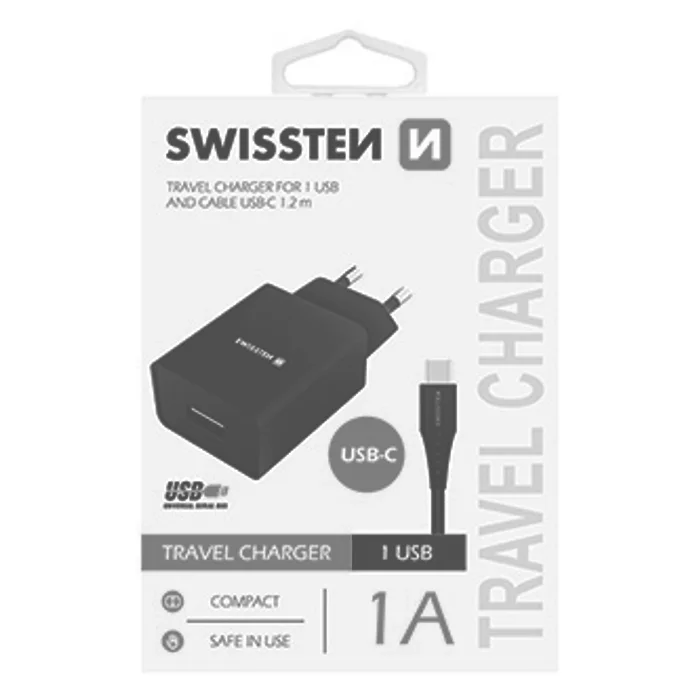 Hauptproduktbild SWISSTEN, Síťový adaptér, s USB-C kabelem, 100-240V, 5V, 1000mA, nabíjení mobilních telef