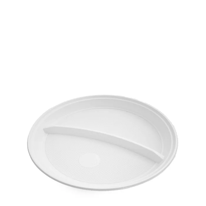 Hauptproduktbild Talíř dělený na 2 porce, bílý (PS) průměr 22 cm [100 ks]