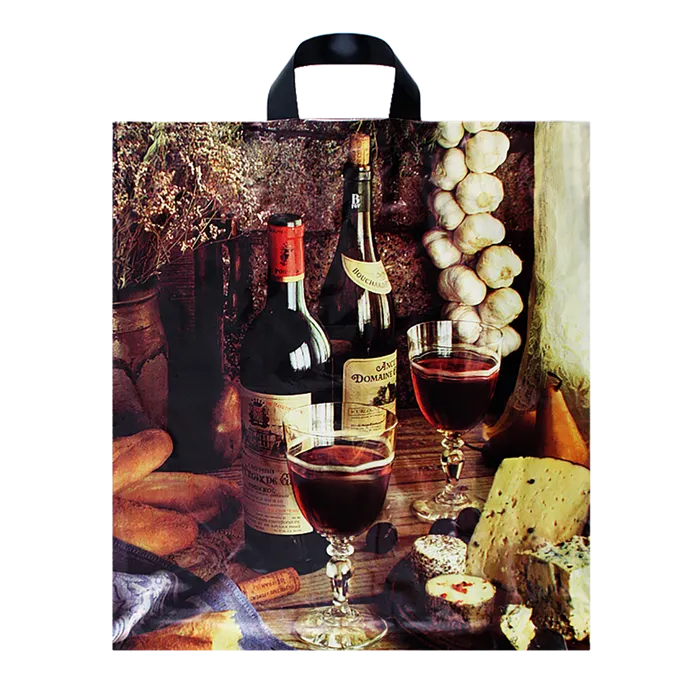 Hauptproduktbild Taška igelitová LDPE foto ucho 46x50+5 cm - víno