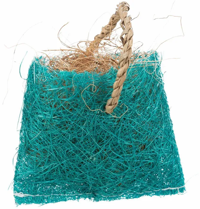 Hauptproduktbild Taštička s kokosovým vláknem - hračka pro hlodavce, sisal, 10 x 13 cm, modrá