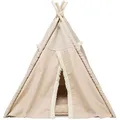 Tipi BOHO mit Kissen, 55 x 65 x 44 cm, Baumwolle, beige