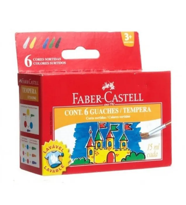 Hauptproduktbild Temperové barvy 15ml 6 barev, standardní Faber Castell (161106)