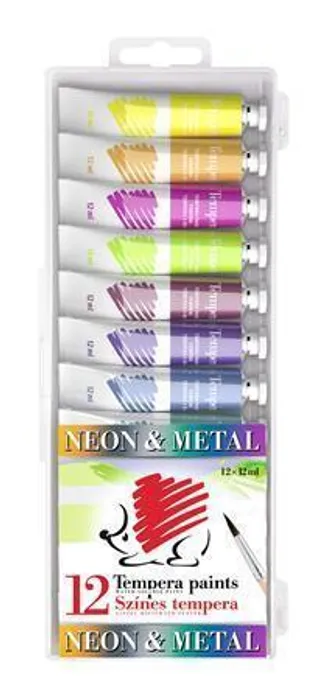 Hauptproduktbild Temperové barvy "Ježek", metalické a neonové barvy, 12 ks, ICO