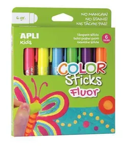 Tempera Sticks "Kids", 6 verschiedene Fluoreszenzfarben, aufgetragen