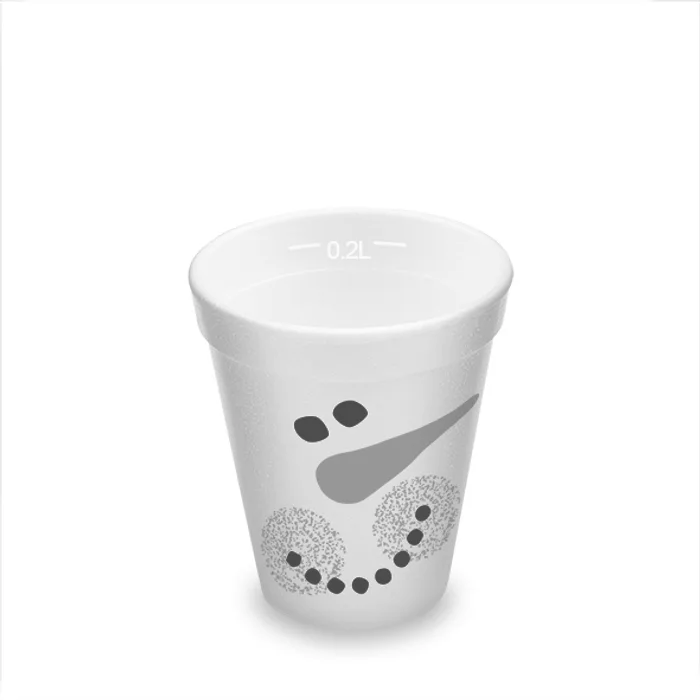 Hauptproduktbild Termo-kelímek Sněhulák z pěnového PS 0,2 l (průměr 80 mm) [25 ks] - polystyrénový