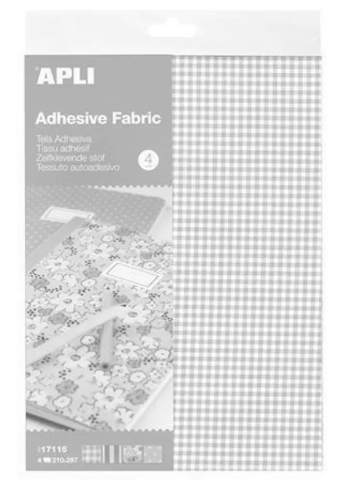 Hauptproduktbild Textilní listy "Adhesive fabric", mix vzorů, 4ks, samolepící, 210x297 mm, APLI