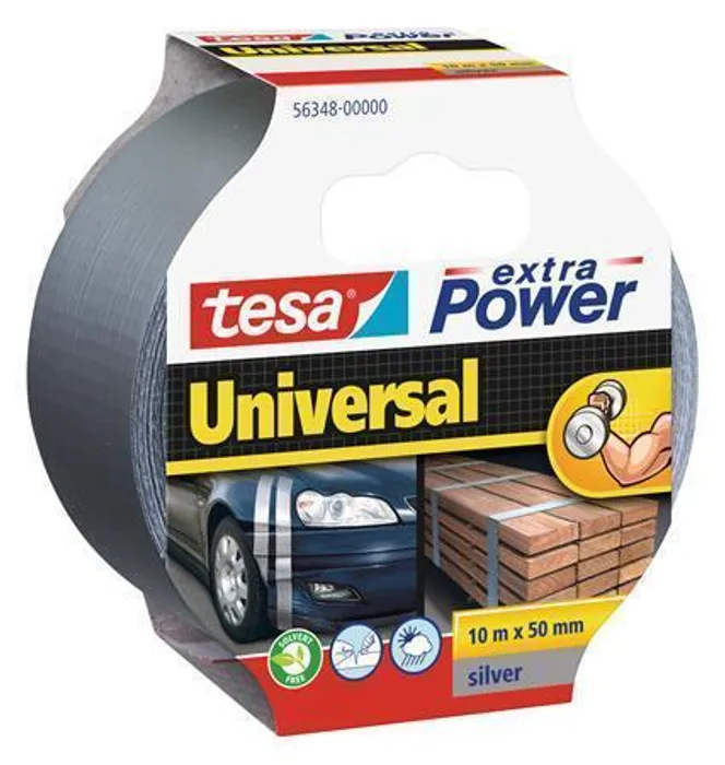 Hauptproduktbild Textilní páska "extra Power 56348", stříbrná, 50 mm x 10 m, univerzální, TESA