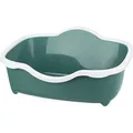Katzentoilette DAVIO, mit Rand, 56 x 26 x 39 cm, grün/weiß