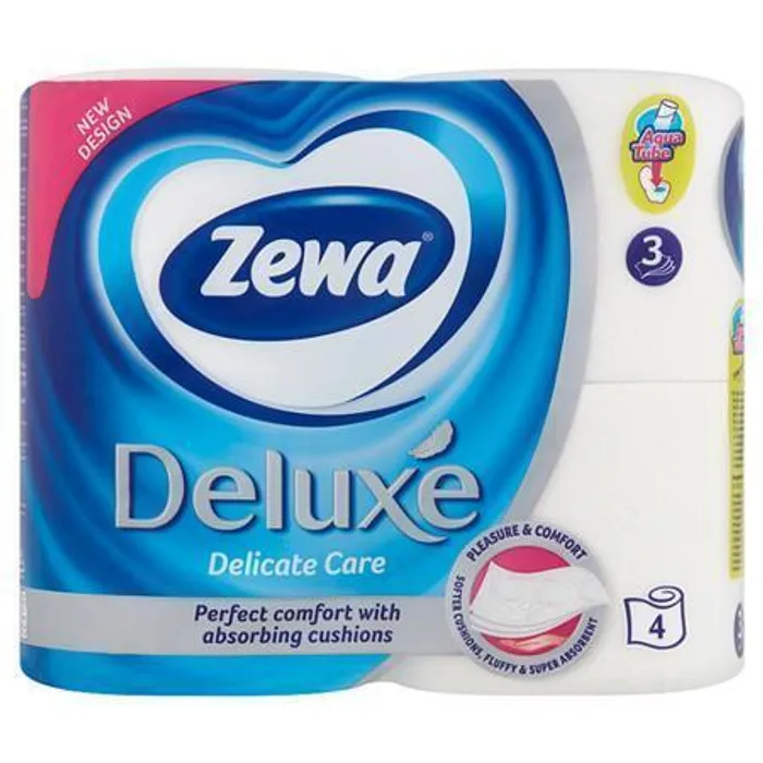 Hauptproduktbild Toaletní papír, 3vrstvý, 4 role, ZEWA "Deluxe", bílý
