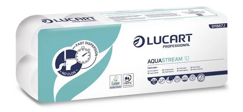 Hauptproduktbild Toaletní papír "Aquastream 10", bílá, 2-vrstvý, 22 m, LUCART [10 ks]