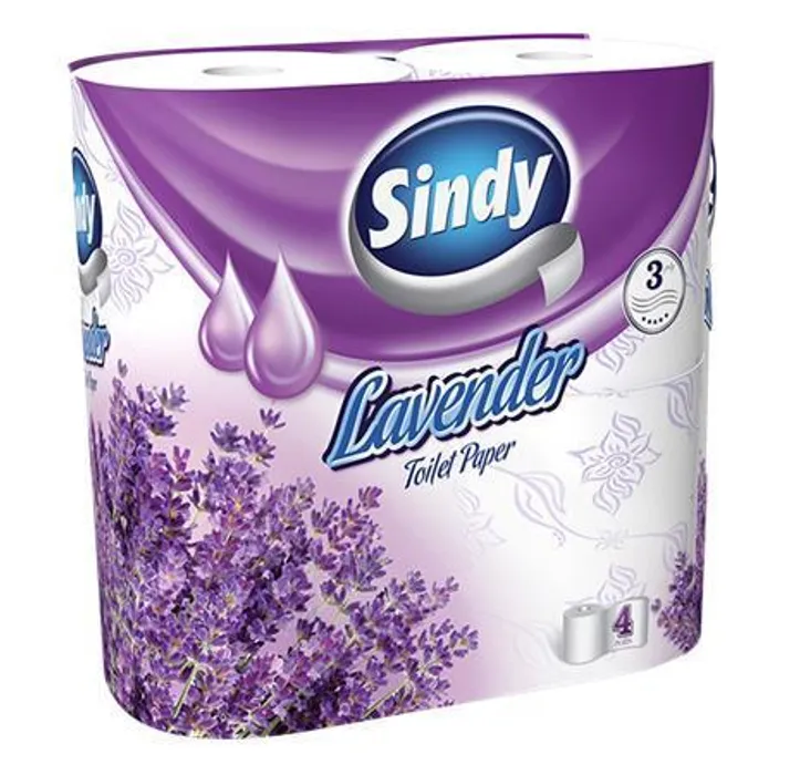 Hauptproduktbild Toaletní papír "Sindy", levandule, 3 vrstvý, 4 role v balení