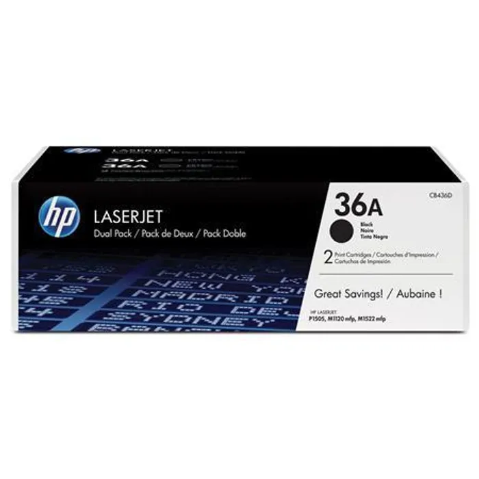 Hauptproduktbild Toner pro "LaserJet P1505, 1505n, M1522" tiskárny, HP "CB436AD" Černá, 2*2 tis.stran