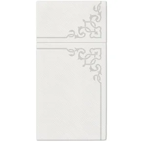 Bestecktasche PAW AIRLAID 40x40 cm Eleganter Rahmen Silber, [25 Stück]
