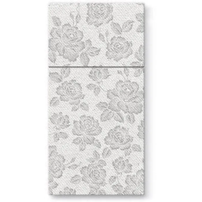 Hauptproduktbild Ubrousky na příbory PAW AIRLAID 40x40cm Subtle Roses Silver [25 ks]